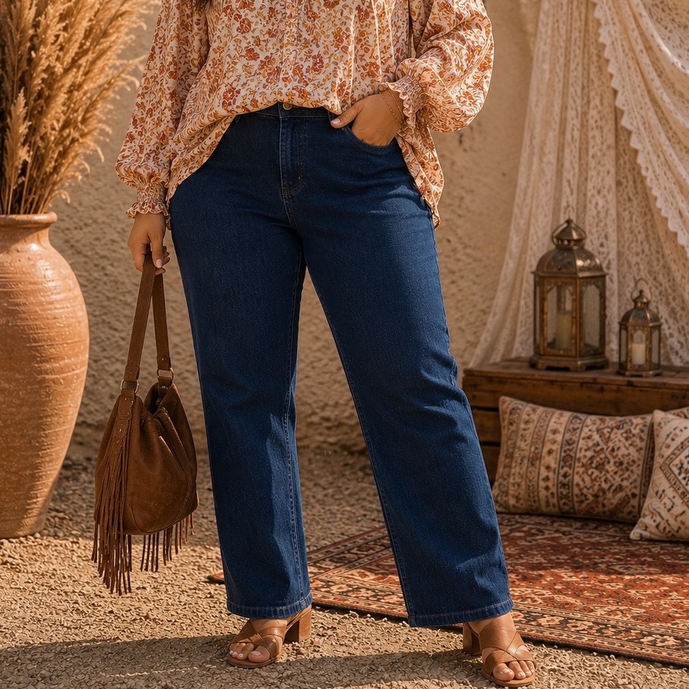 St Johns Bay Petite 14P Straight Leg Jeans‎ Dark Wash Classic Everyday Denim